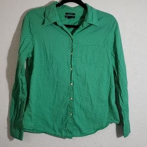 GAP boyfriend fit long sleeved top polka dot green